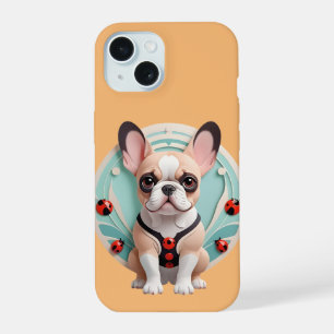 Französische Bulldogge Marienkäfer Pastell Papierk iPhone 15 Hülle