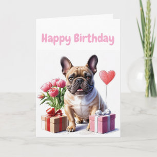 Französische Bulldogge mit Blumen Birthday Bulldog Einladung