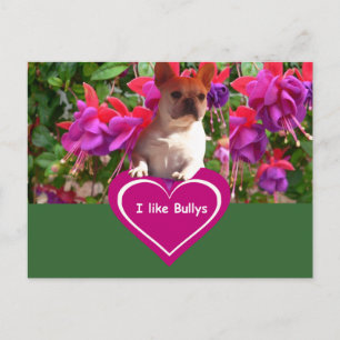 Französische Bulldogge mit Blumen French Bulldog  Postkarte