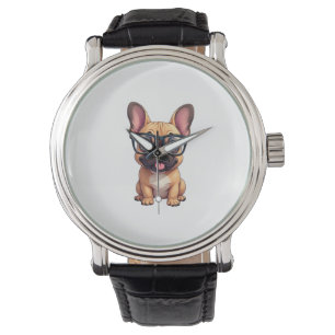 Französische Bulldogge mit Brille Armbanduhr