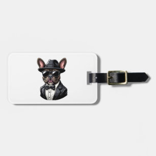 Französische Bulldogge mit Brille Gepäckanhänger