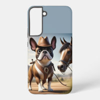 Französische Bulldogge mit Cowboy Hut im Urlaub