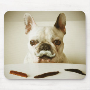 Französische Bulldogge mit einem Schnurrbart Mousepad