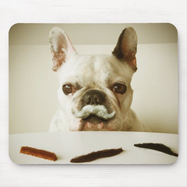 Französische Bulldogge mit einem Schnurrbart Mousepad (Vorne)