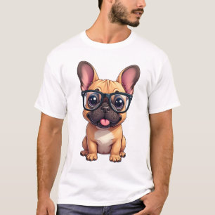 Französische Bulldogge mit einer Brille T-Shirt