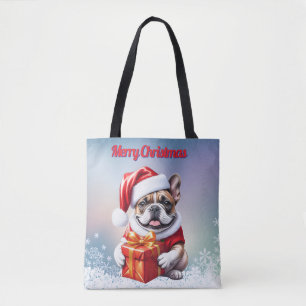 Französische Bulldogge mit Geschenk Weihnachten