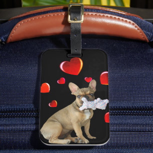 Französische Bulldogge mit Herz French Bulldog Gepäckanhänger