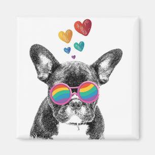 Französische Bulldogge mit Herzen Valentinstag Magnet