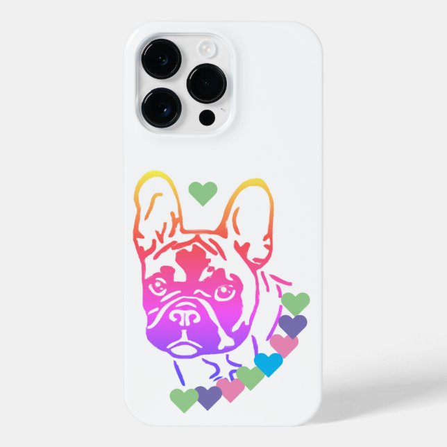 französische Bulldogge mit Herzhalsband  iPhone Hülle (Rückseite)