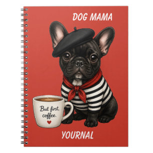 Französische Bulldogge mit Kaffee Notizblock