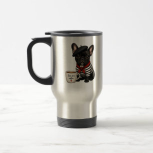 Französische Bulldogge mit Kaffee Reisebecher