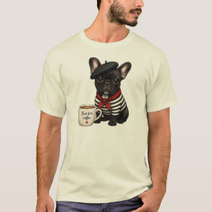 Französische Bulldogge mit Kaffee T-Shirt