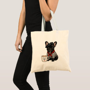 Französische Bulldogge mit Kaffee Tragetasche