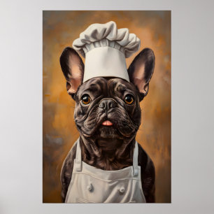 Französische Bulldogge mit Kochmütze Poster, Haust Poster