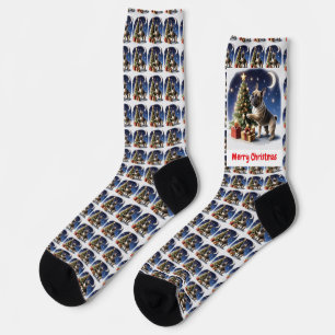 Französische Bulldogge mit Kugel Frohe Weihnachten Socken