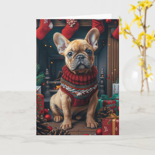 Französische Bulldogge mit Weihnachtsgeschenken Ka Karte