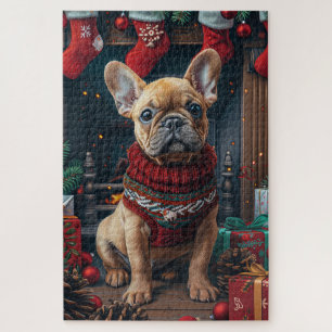 Französische Bulldogge mit Weihnachtsgeschenken Ka Puzzle