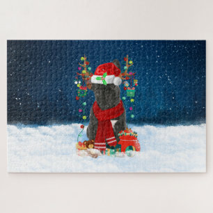 Französische Bulldogge mit Weihnachtsgeschenken Puzzle