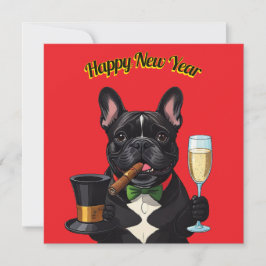 Französische Bulldogge mit Zigarre Neujahr Feiertagskarte