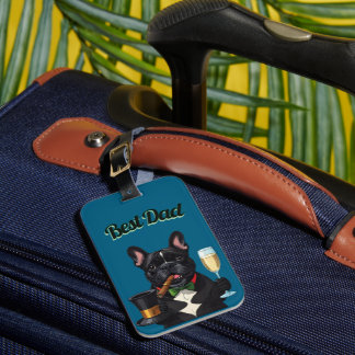 Französische Bulldogge mit Zigarre Vatertag Gepäckanhänger