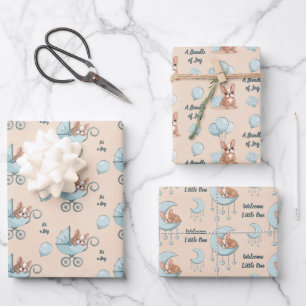 Französische Bulldogge Mond Ballon Kinderwagen Jun Geschenkpapier Set
