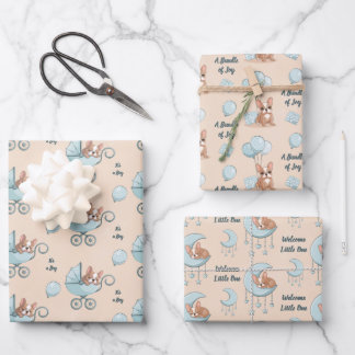 Französische Bulldogge Mond Ballon Kinderwagen Jun Geschenkpapier Set