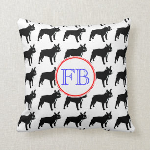 Französische Bulldogge Monogramm Kissen