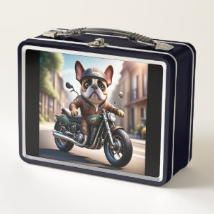 Französische Bulldogge Motorrad Vatertag Bulldog Metall Brotdose