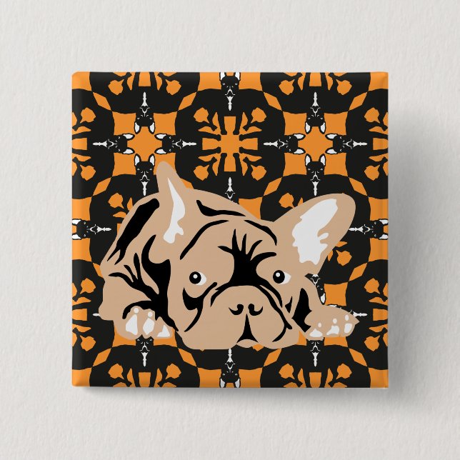 Französische Bulldogge Muster Button (Vorderseite)