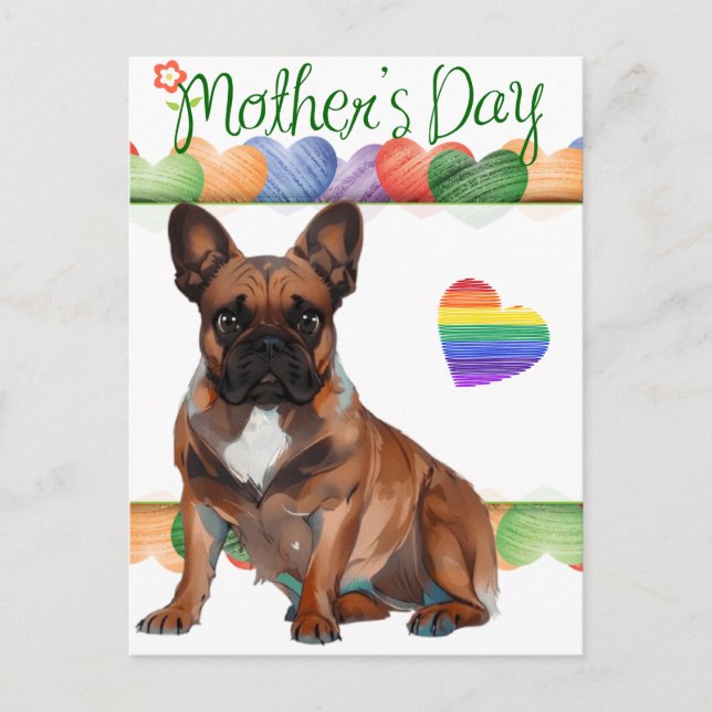 Französische Bulldogge Muttertag French Bulldog Postkarte (Vorderseite)