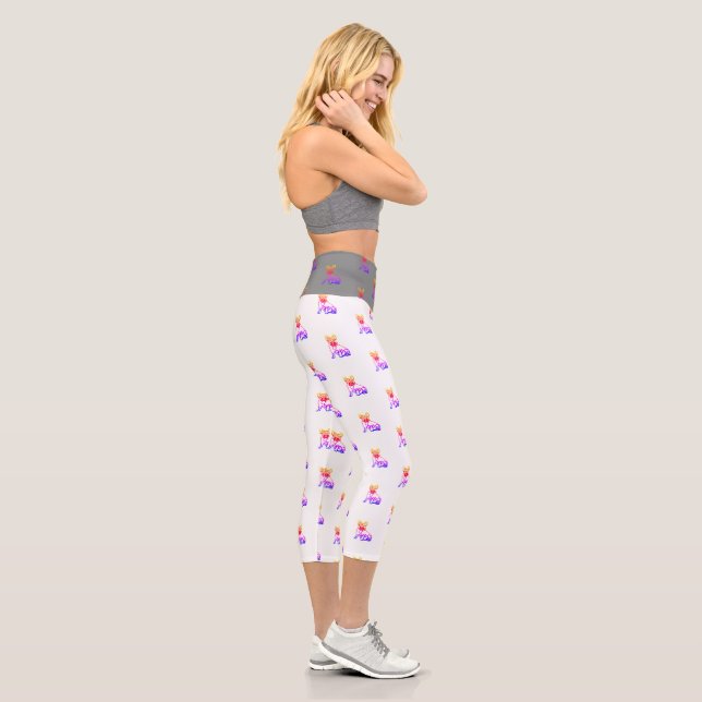 Französische Bulldogge Neon French Bulldog Capri Leggings (Rechts)