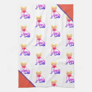 Französische Bulldogge Neon French Bulldog Geschirrtuch