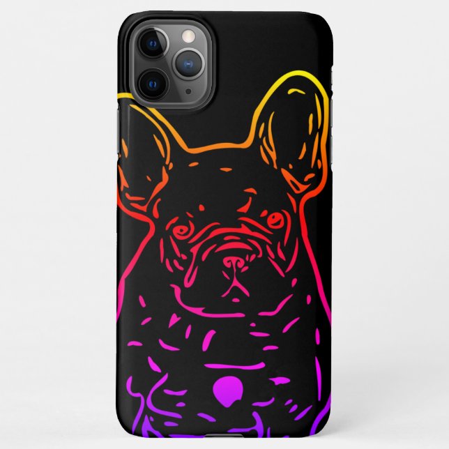Französische Bulldogge Neon Herz French Bulldog iPhone Hülle (Rückseite)