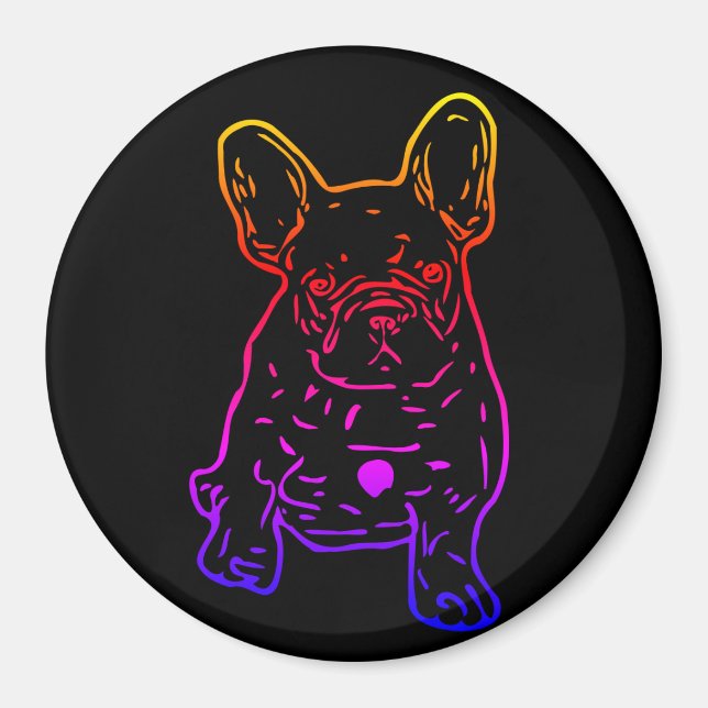 Französische Bulldogge Neon Herz French Bulldog Magnet (Vorne)