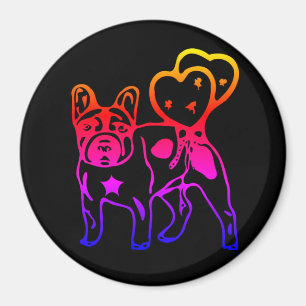 Französische Bulldogge Neon Herz French Bulldog Magnet