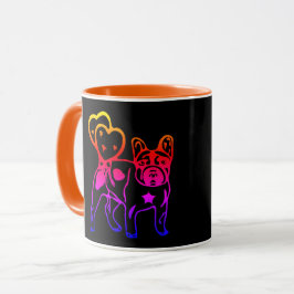 Französische Bulldogge Neon Herz French Bulldog Tasse