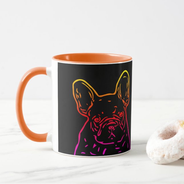 Französische Bulldogge Neon Herz French Bulldog Tasse (Mit Donut)