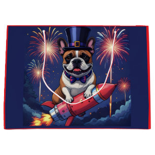 Französische Bulldogge Neujahr French Bulldog  Große Geschenktüte