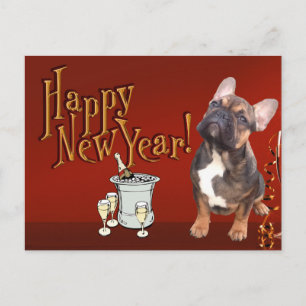  französische Bulldogge Neujahr French Bulldog Postkarte