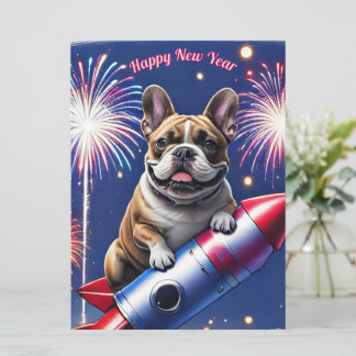 Französische Bulldogge Neujahr lustig Rakete