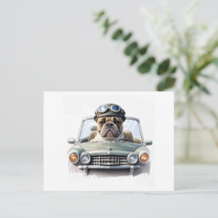 Französische Bulldogge Oldtimer Bulldog Vatertag  Postkarte