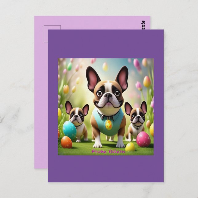 Französische Bulldogge Ostern French Bulldog Postkarte (Vorne/Hinten)