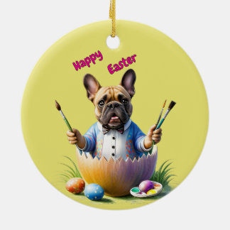 Französische Bulldogge Ostern Keramik Ornament