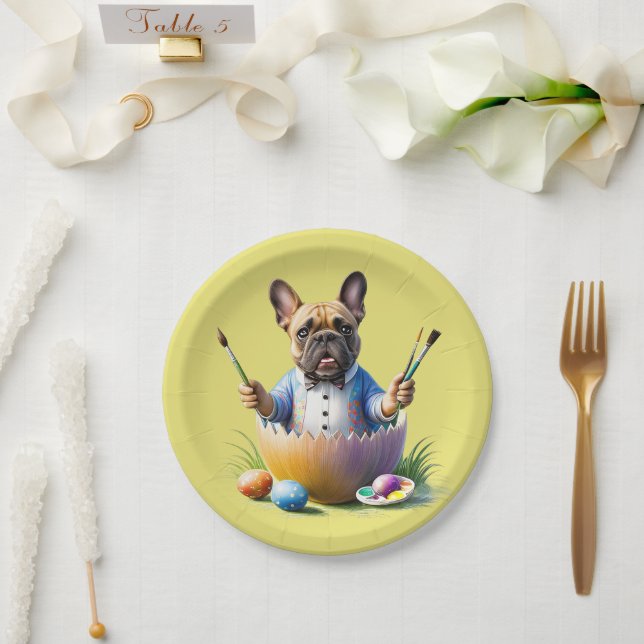 Französische Bulldogge Ostern Pappteller (Hochzeit)