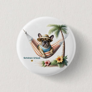 Französische Bulldogge Palme Strand French Bulldog Button