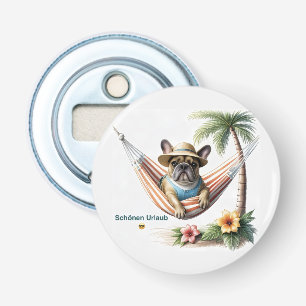 Französische Bulldogge Palme Strand French Bulldog Flaschenöffner