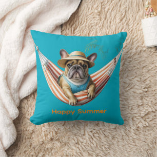 Französische Bulldogge Palme Strand French Bulldog Kissen