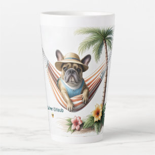 Französische Bulldogge Palme Strand French Bulldog Milchtasse