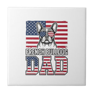 Französische Bulldogge Papa Patriotisch Vintage Fliese