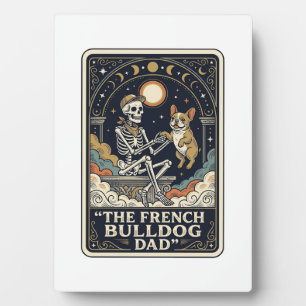 Französische Bulldogge Papa Vintage Skelett Tarot Fotoplatte